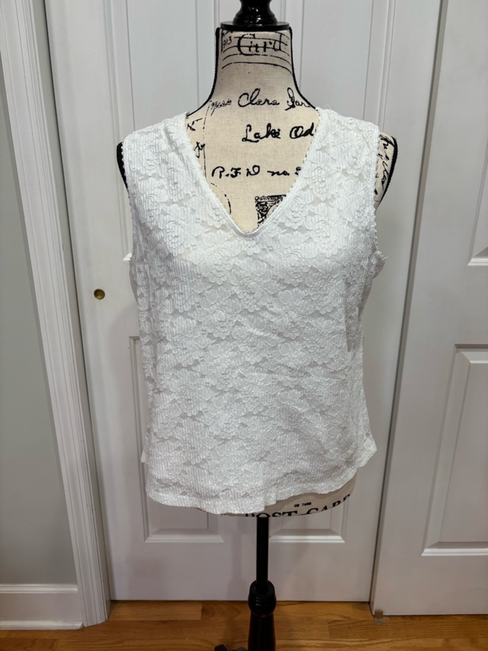 Kate Hill White Lace Sleeveless Top Size XL